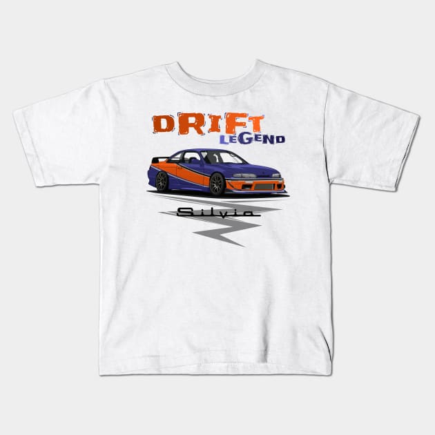 Nissan Silvia S14 Drift Legend Kids T-Shirt by Ajie Negara